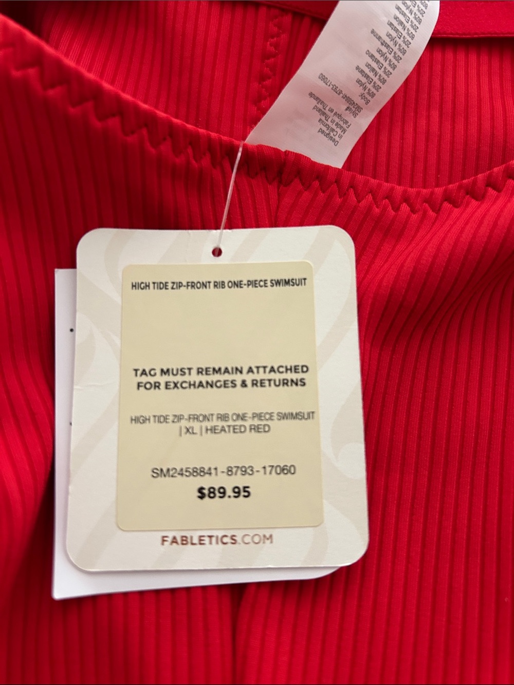 Fabletics Red Ribbed Racerback One-Piece - Picture 7 of 11